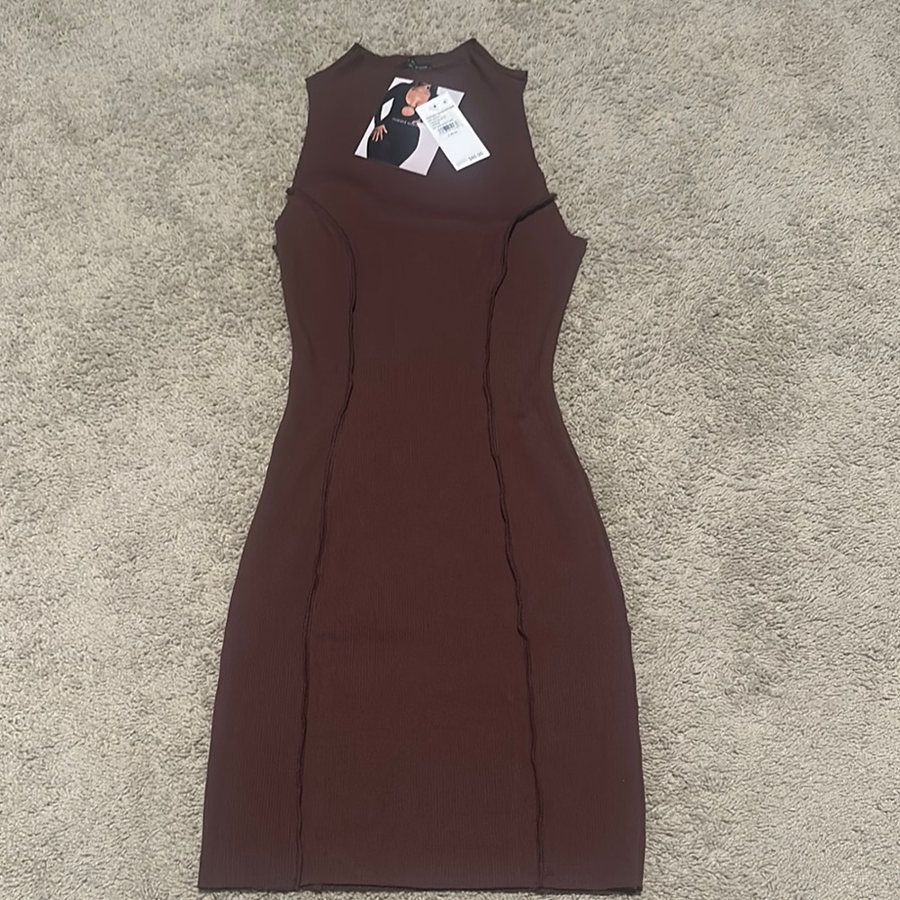 Naked Wardrobe chocolate Midi Bodycon Dress